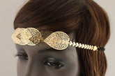 Gold Silver Metal Head Band Chain Big Leaves Lady  Hair Headband